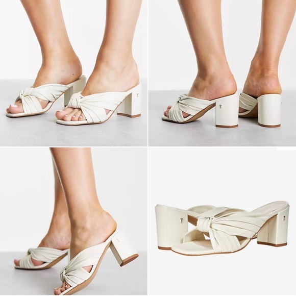 Ted Baker London Pyford White Leather Heeled Sandals Sqaure Toe Mules 10 40.5 - Picture 2 of 16